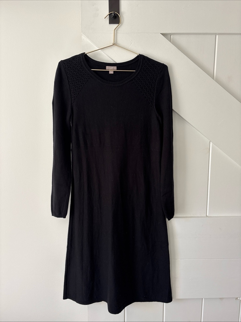 J. Jill Knit Midi Dress Long Sleeve Black Stretch Small Business Casual Classy